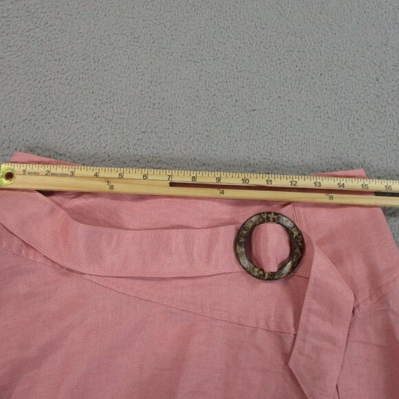 Free People Skirt Womens 8 Pink Linen Blend Higher Ground Skater Belted Zip Cute - Picture 10 of 14
